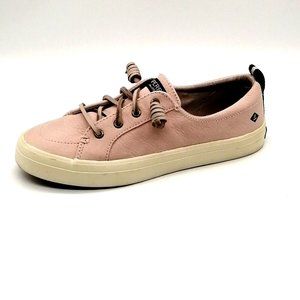 Sperry Top Sider Womens Round Toe Sneaker Pink Leather Lace Up Flat Heel 7.5